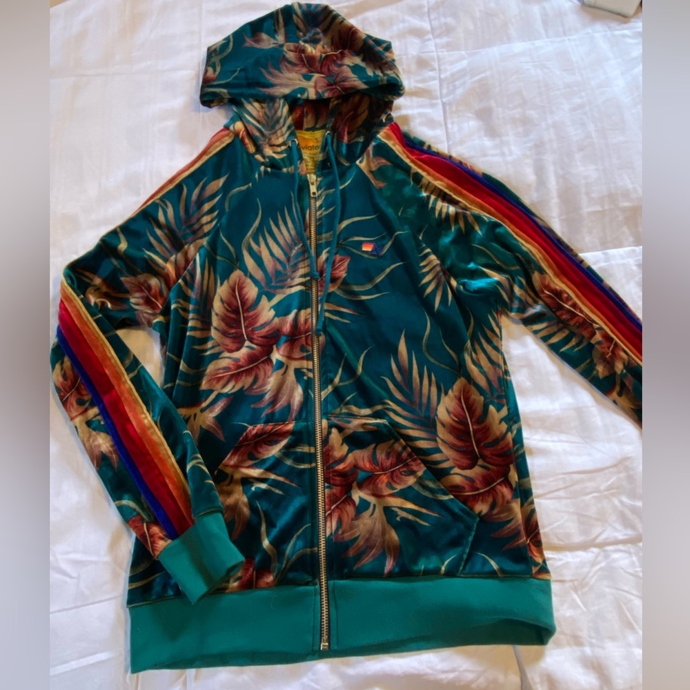 Aviator Nation velour zip up hoodie